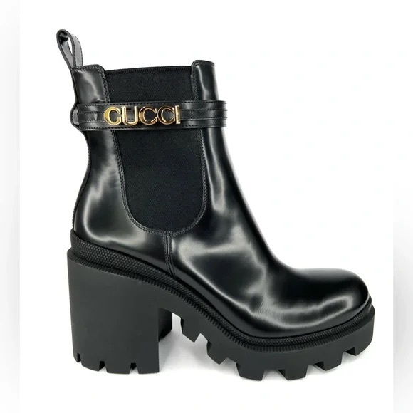Gucci Women's Black Leather Chelsea boots New w tags - Picture 1 of 14